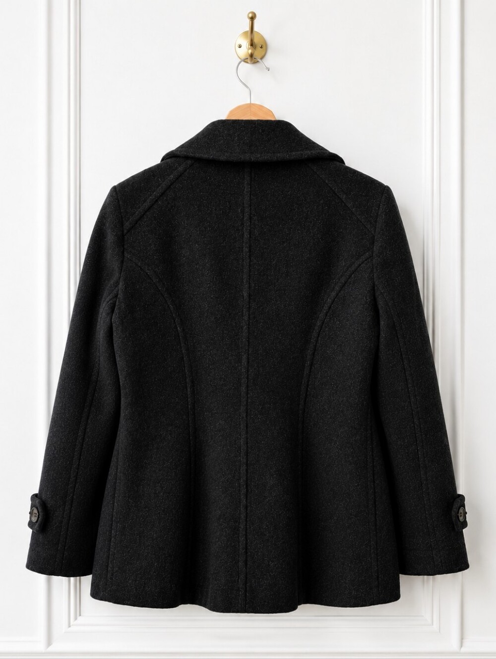 Jason Kole Charcoal Wool Blend Double Breasted Peacoat Jacket Size Large - Picture 6 of 8